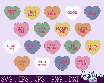 Conversation Hearts Svg - Valentine's Day - Love SVG Crafty Mama Studios 