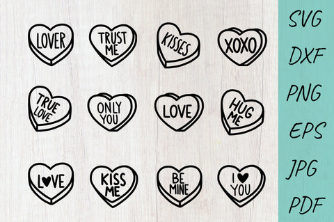 Conversation Hearts SVG | Valentine's Day SVG | Candy Hearts SVG SVG Irina Ostapenko 