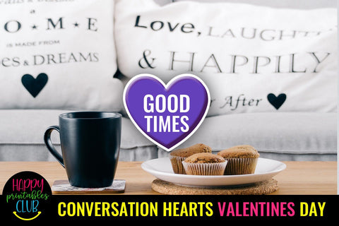 Conversation Hearts Valentines Day Stickers- Valentines Day SVG Happy Printables Club 