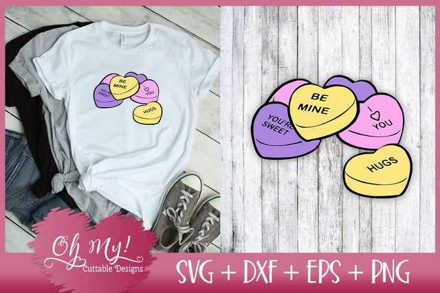 Conversation Hearts Valentine's Day SVG DXF EPS SVG Oh My! Cuttable Designs 