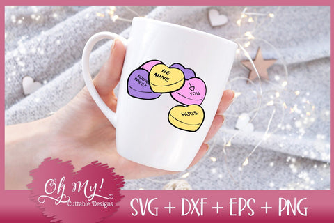 Conversation Hearts Valentine's Day SVG DXF EPS SVG Oh My! Cuttable Designs 