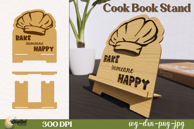 Cook Book Stand Laser Cut. Kitchen Decor SVG. 3D Laser cut. SVG Evgenyia Guschina 