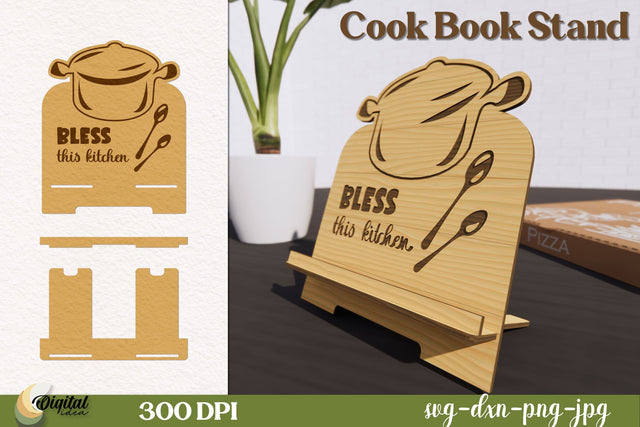 Cook Book Stand Laser Cut. Kitchen Decor SVG.3D Laser cut. SVG Evgenyia Guschina 