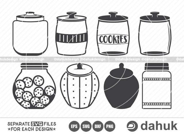 Cookie jar SVG, Treat jar svg, Cookie jar Silhouette, Cookie Clipart, Cookie jar Clipart, Cut file, for silhouette, svg, eps, dxf, png, clipart cricut design space, vinyl cut files SVG dahukdesign 