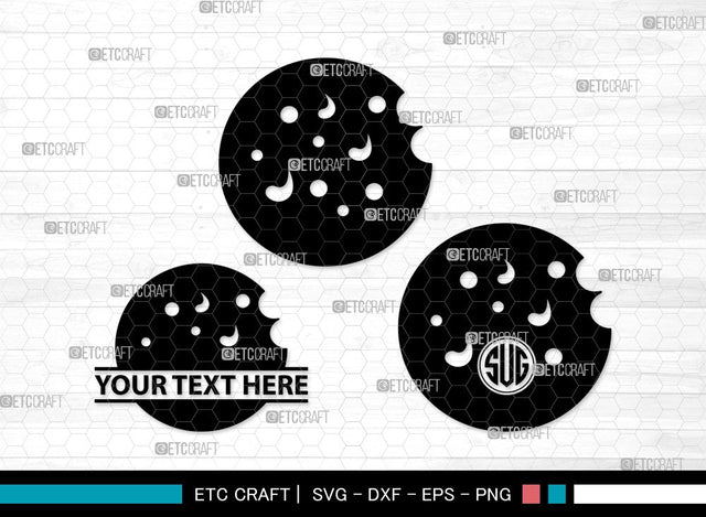 Cookie Monogram SVG | Pastry Svg | Kitchen Svg | Biscuit Svg | Chocolate Chip Svg | Cookie Clipart SVG ETC Craft 