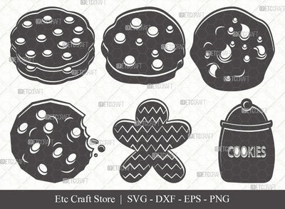 Cookie Silhouette SVG Cut File | Pastry Svg | Kitchen Svg | Biscuit Svg | Chocolate Chip Svg | Cookie Bundle | Eps | Dxf | Png SVG ETC Craft 