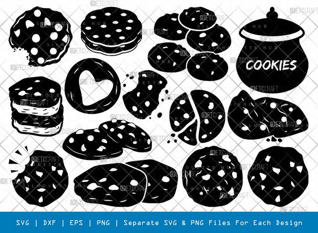 Cookie SVG, Cookie Silhouette, Biscuit Svg, Baking Svg, Chocolate Biscuit Svg, Sugar Cookie Svg, Chocolate Chip Cookie Svg, Cookie Bundle SVG ETC Craft 