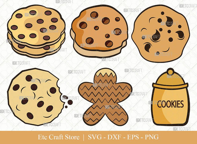 Cookie SVG Cut File | Pastry Svg | Kitchen Svg | Biscuit Svg | Chocolate Chip Svg | Cookie Bundle | Eps | Dxf | Png SVG ETC Craft 