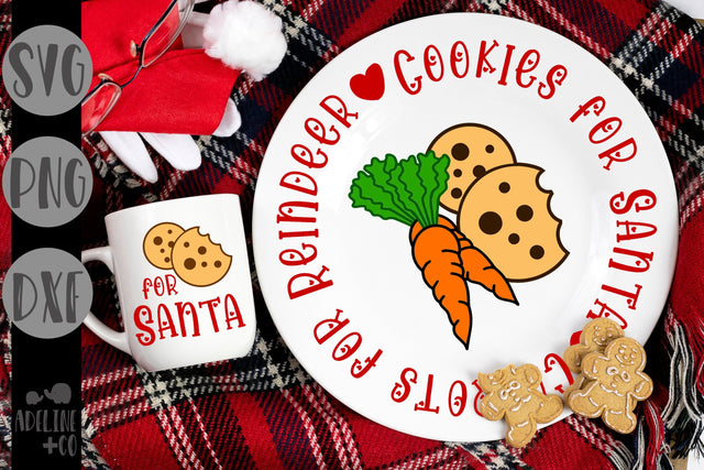 Cookies for Santa, carrots for reindeer, christmas plate SVG Adeline&co 