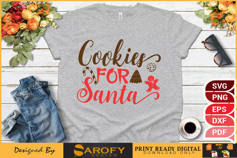 Cookies for Santa funny Christmas design printable SVG EPS PNG SVG Sarofydesign 