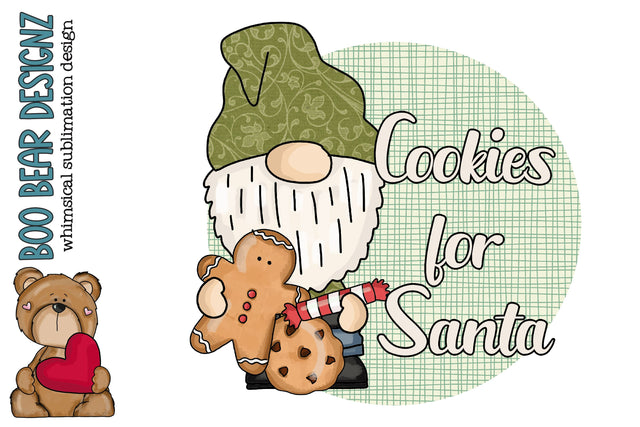Cookies for Santa Gnome CLipart Sublimation Boo Bear Designz 