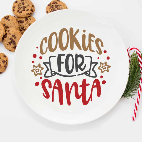 Cookies for Santa - round Christmas plate SVG SVG Chameleon Cuttables 