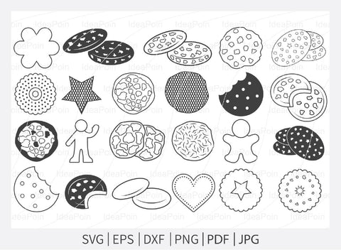 Cookies Svg, Tasty bakery Svg, Baking Svg, Christmas cookie Svg, Chocolate chip cookies Svg, Gingerbread man Svg, Cut Files for Crafters SVG Dinvect 