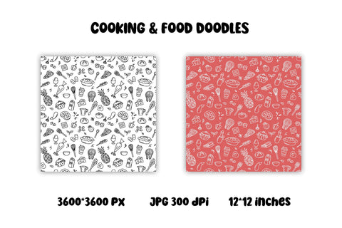 Cooking Food Digital Paper | JPG Doodle Patterns Digital Pattern AnnaViolet_store 