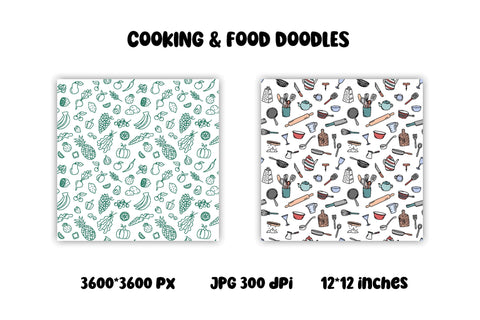 Cooking Food Digital Paper | JPG Doodle Patterns Digital Pattern AnnaViolet_store 