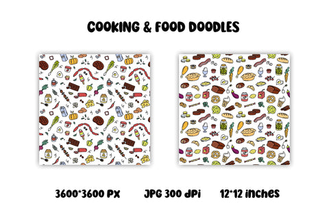 Cooking Food Digital Paper | JPG Doodle Patterns Digital Pattern AnnaViolet_store 