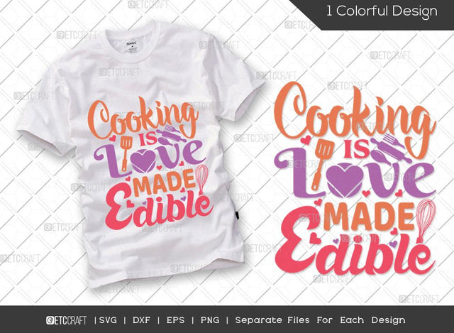 Cooking Is Love Made Edible SVG Cut File | Funny Kitchen Svg | Mom Svg | Spoon Svg | Chef Svg | Cooking Svg | Kitchen T-shirt Design SVG ETC Craft 