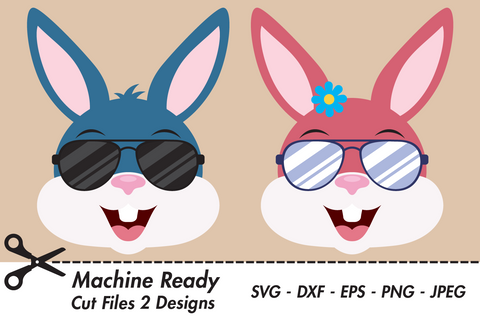 Cool Bunny Rabbit Faces With Shades | Woodland SVG SVG Captain Creative 