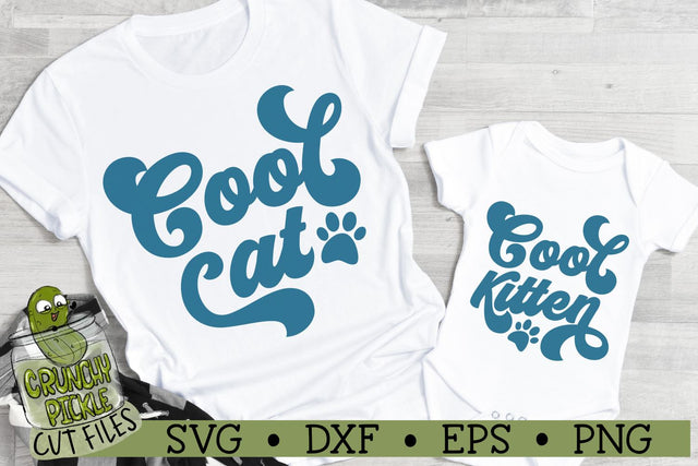 Cool Cat & Cool Kitten Matching SVG Cut Files SVG Crunchy Pickle 