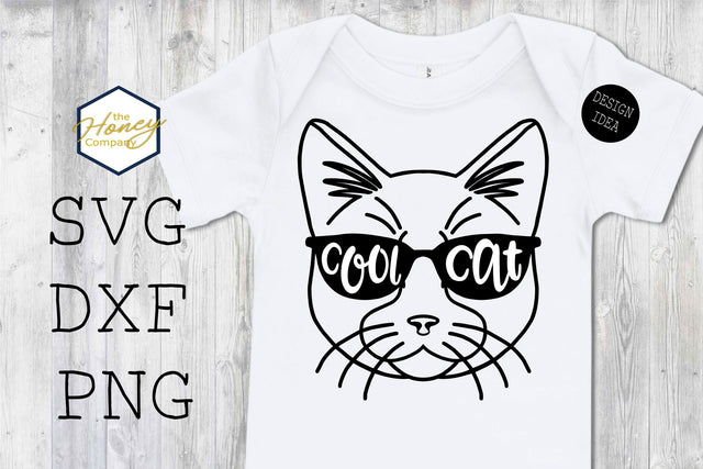 Cool Cat SVG PNG DXF Glasses Funny Smart Kitty Cutting File SVG The Honey Company 