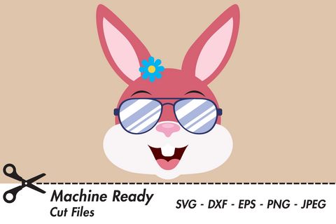 Cool Girl Bunny Rabbit Face With Shades | Woodland SVG SVG Captain Creative 