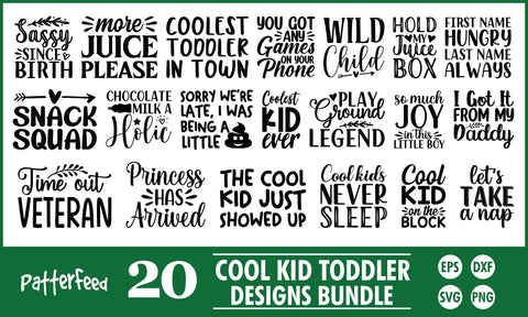 Cool Kid Toddler SVG Designs Bundle SVG PatternFeed8 