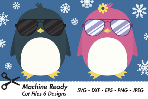 Cool Penguins With Shades And Snowflakes | Woodland Winter SVG SVG Captain Creative 