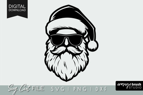 Cool Santa Face in Sunglasses SVG File for Cricut SVG OrangeBrushStudio 