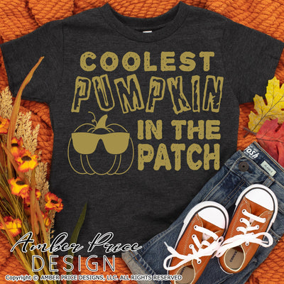 Coolest Pumpkin in the Patch SVG | Kid's Fall SVG PNG DXF | Cool Pumpkin SVG | Amber Price Design SVG Amber Price Design 