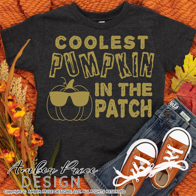 Coolest Pumpkin in the Patch SVG | Kid's Fall SVG PNG DXF | Cool Pumpkin SVG | Amber Price Design SVG Amber Price Design 