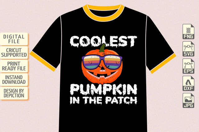 Coolest Pumpkin In The Patch T-Shirt, Halloween Shirt, Pumpkin Shirt Print Template Sketch DESIGN Depiction Studio 