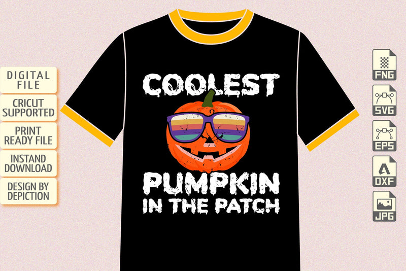 Coolest Pumpkin In The Patch T-Shirt, Halloween Shirt, Pumpkin Shirt Print Template Sketch DESIGN Depiction Studio 