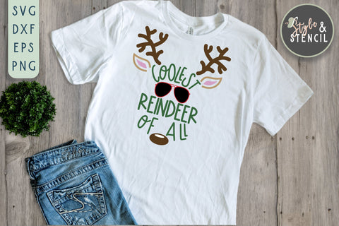 Coolest Reindeer of All Christmas SVG SVG Style and Stencil 