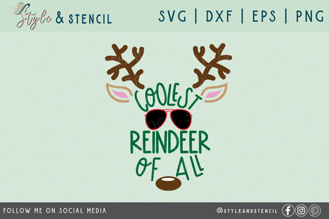 Coolest Reindeer of All Christmas SVG SVG Style and Stencil 