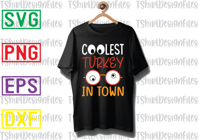 Coolest Turkey In Town Svg, Autumn Svg, Fall Gnomes Svg, Holiday Day svg SVG DesignTShirt 