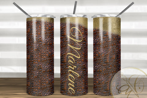Copper Leather and Gold Foil 20oz Skinny Tumbler Sublimation Sublimation Marlene Campos 