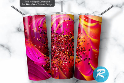 Coral Crimson Fuchsia Yellow Glitter 20 oz / 30 oz Tumbler PNG Sublimation Regulrcrative 