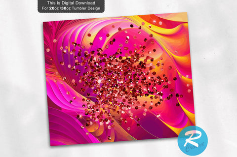 Coral Crimson Fuchsia Yellow Glitter 20 oz / 30 oz Tumbler PNG Sublimation Regulrcrative 