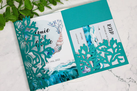 Coral invitation svg, Beach wedding svg SVG CuttingLineStore 