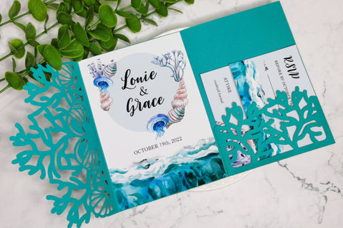 Coral invitation svg, Beach wedding svg SVG CuttingLineStore 