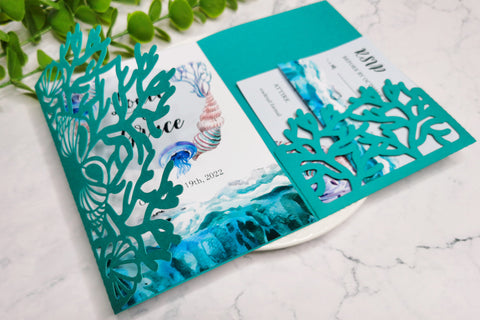 Coral invitation svg, Beach wedding svg SVG CuttingLineStore 