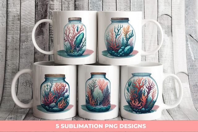 Coral Micro Worlds In Jar Bundle | Sublimation PNG Free For Commercial Use SVG Sintegra 