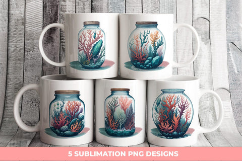 Coral Micro Worlds In Jar Bundle | Sublimation PNG Free For Commercial Use SVG Sintegra 