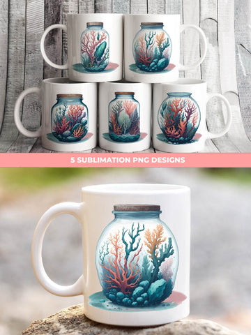 Coral Micro Worlds In Jar Bundle | Sublimation PNG Free For Commercial Use SVG Sintegra 