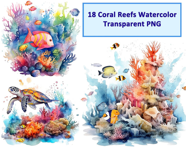 Coral Reef Watercolor, Underwater, Undersea, Ocean PNG Sublimation nikola 
