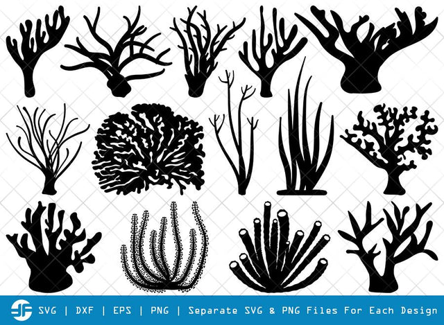 Corals SVG Cut Files | Seaweed SVG | Silhouette Bundle SVG ETC Craft 