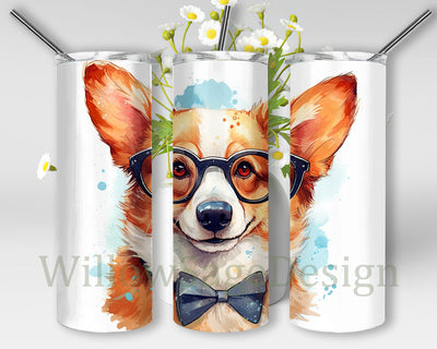Corgi Dog 20oz Skinny Tumbler Png, Corgi Dog Tumbler Wrap Design, Corgi Dog Sublimation Design, Seamless Sublimation Template Sublimation WillowSageDesign 