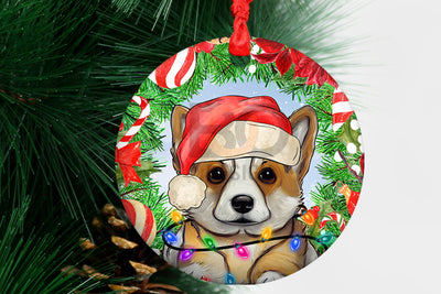 Corgi Dog Christmas Ornament Png,Western Christmas Ornament Png,Round Christmas Ornament,Dog Christmas Ornament Sublimation Design Download Sublimation BOO-design 