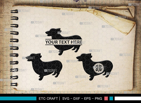 Corgi Dog Monogram, Corgi Dog Silhouette, Corgi Dog SVG, Dog Svg, Cardigan Welsh Svg, Puppy Svg, SB00242 SVG ETC Craft 