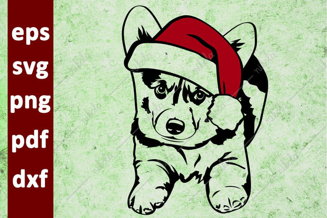 Corgi Santa Hat Cut File Clipart PNG SVG EPS DXF PDF SVG nikola 